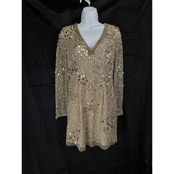 Aiden Mattox Gold Beaded Sequins Formal Dress - Picture 3 of 10
